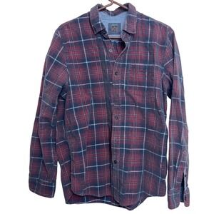 Copper & Oak Supply Co. Men's Flannel Shirt Red Black Plaid Button Up M Corduroy